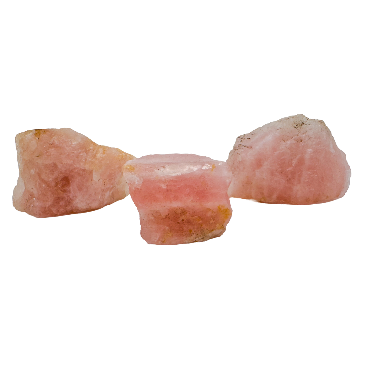 A grade Rose Quartz raw crystals from South Dakota, group of soft pink pieces