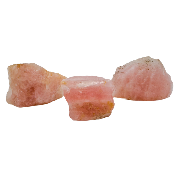 A grade Rose Quartz raw crystals from South Dakota, group of soft pink pieces