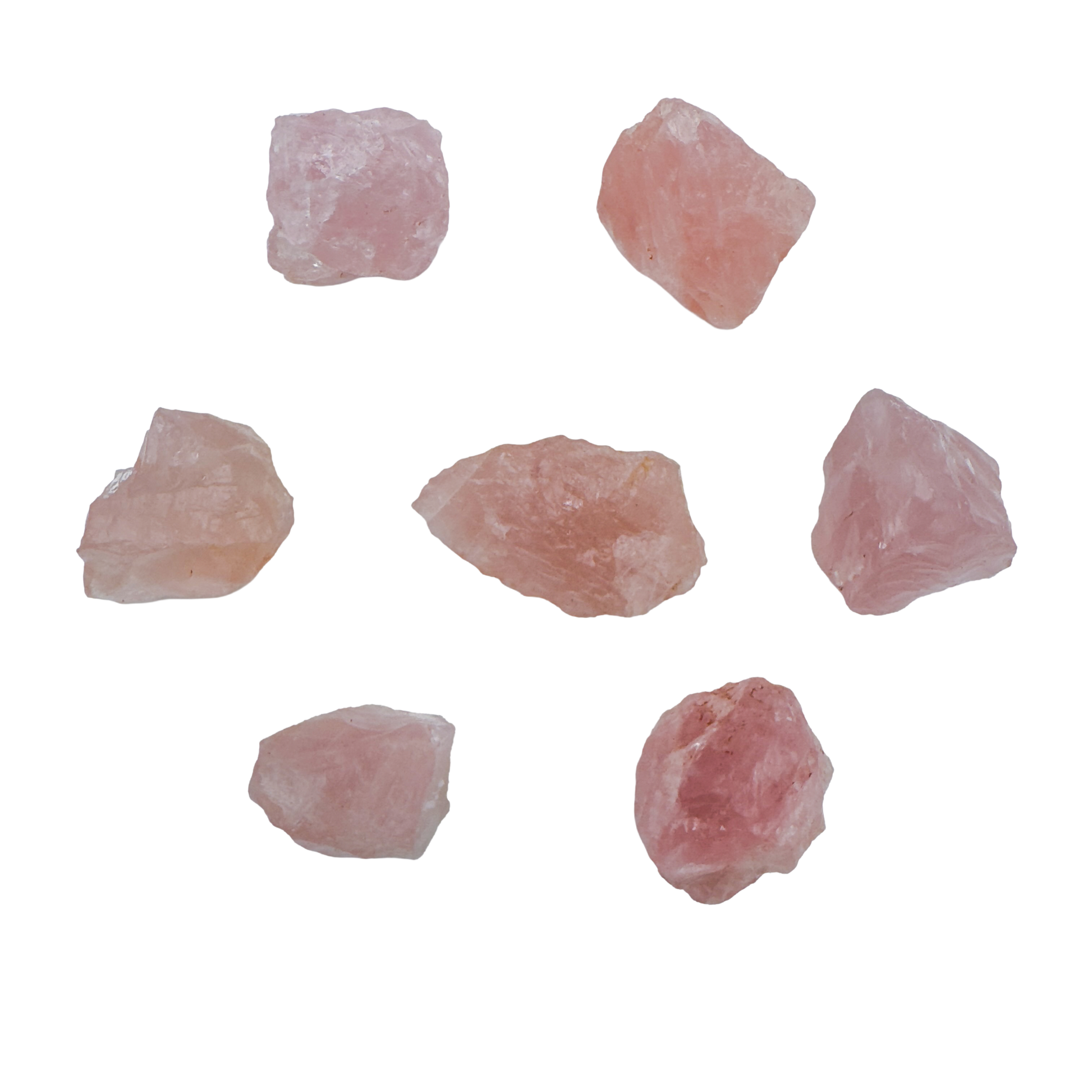 AA grade Rose Quartz raw stones from Erongo, Namibia, scatter of soft pink 1.5 to 2.5 inch pieces