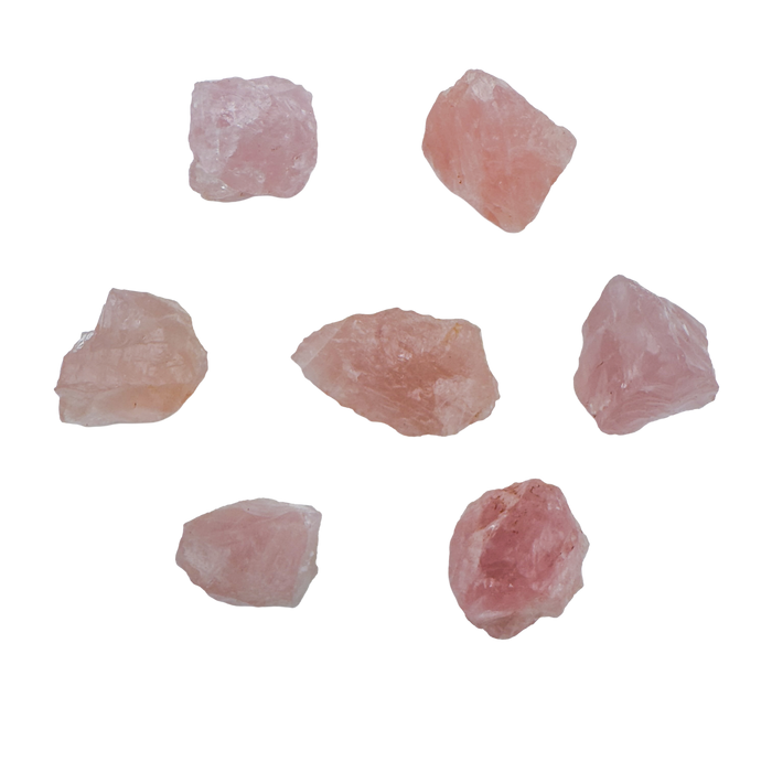 AA grade Rose Quartz raw stones from Erongo, Namibia, scatter of soft pink 1.5 to 2.5 inch pieces
