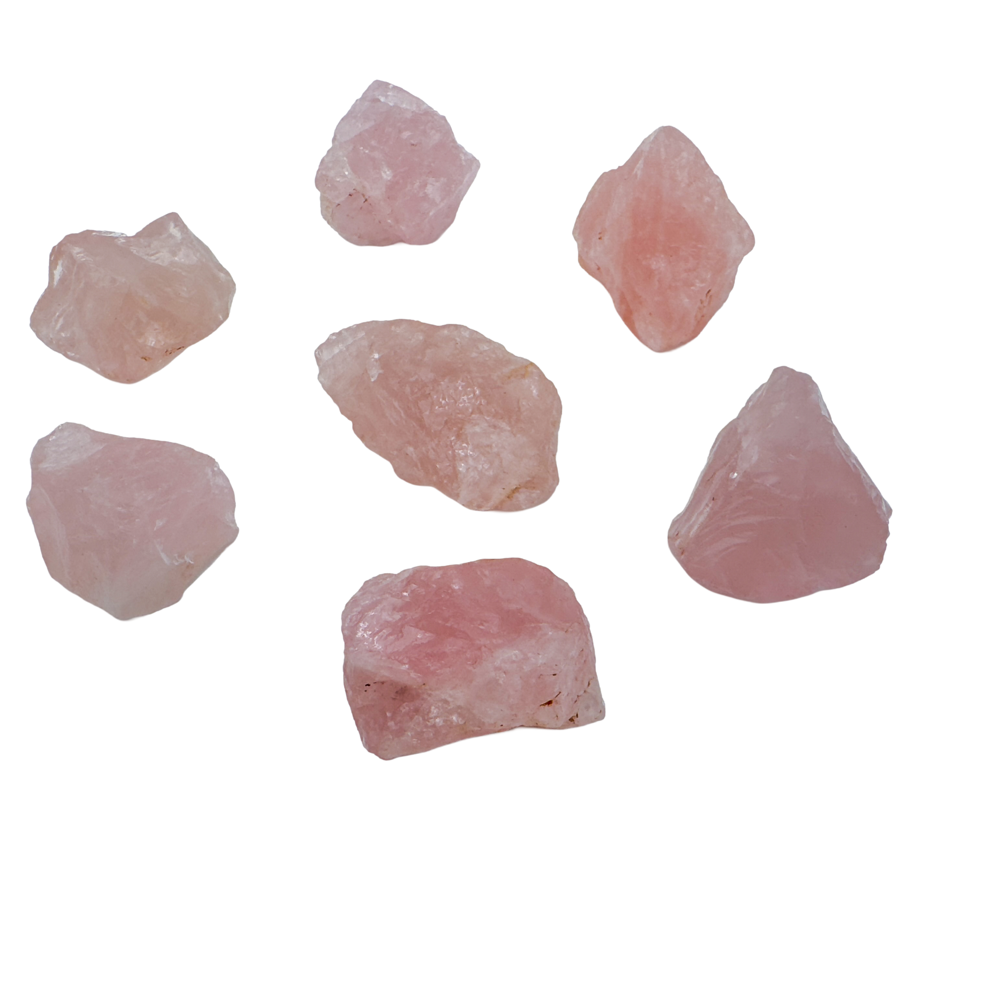 AA Rose Quartz raw stones from Namibia, scatter of pink pieces