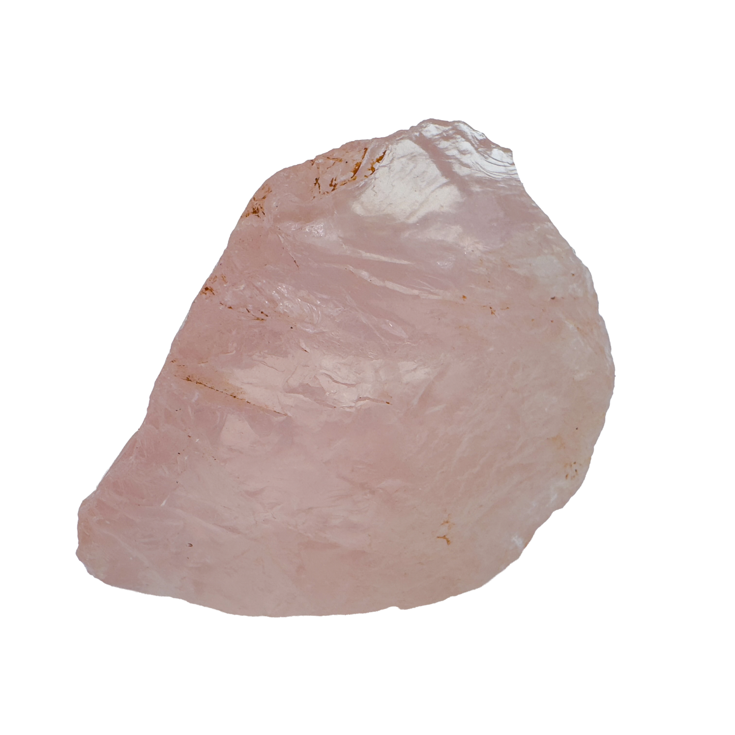 AA Rose Quartz raw stone from Namibia, pink piece showing natural fracture
