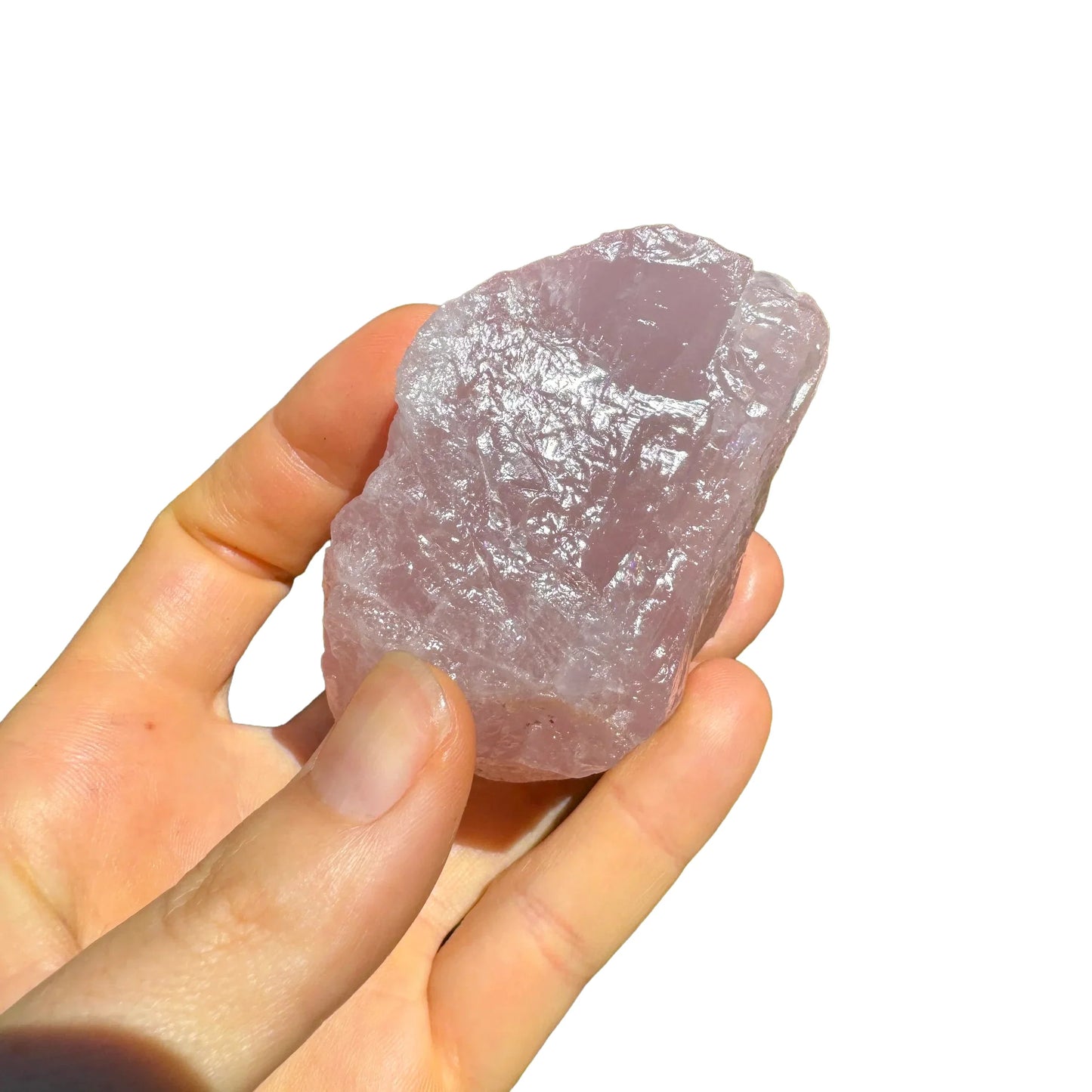 Back view of Grade AAA Rose Quartz specimen showing natural surface