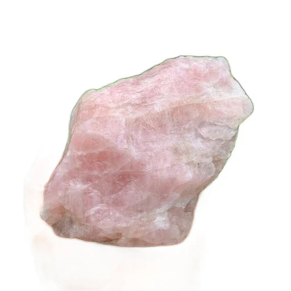Close-up of Rose Quartz specimen, sourced from Madagascar, showing natural color depth.
