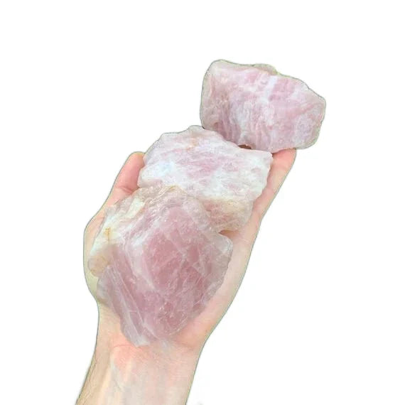 Detail shot of Grade AA Rose Quartz raw under natural light