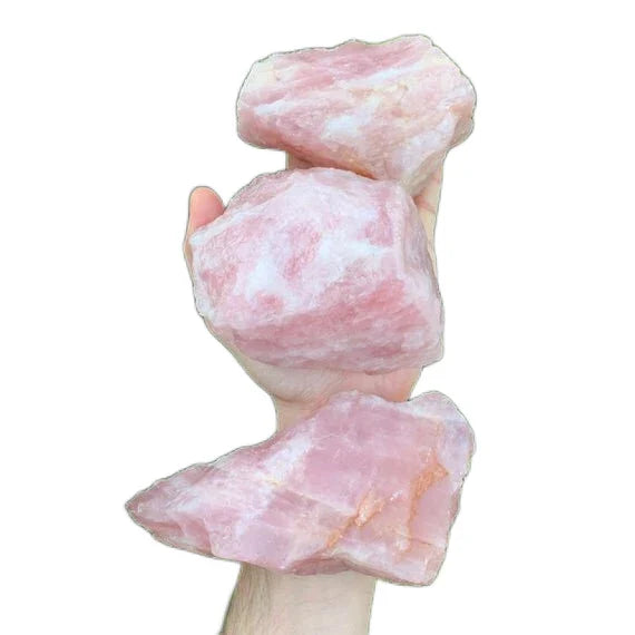 Full profile of Grade AA Rose Quartz raw ready to ship from Beyond Bohemian