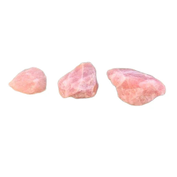 Top view of Rose Quartz raw stone, carried for Love, hand-selected from Alaotra-Mangoro, Madagascar.
