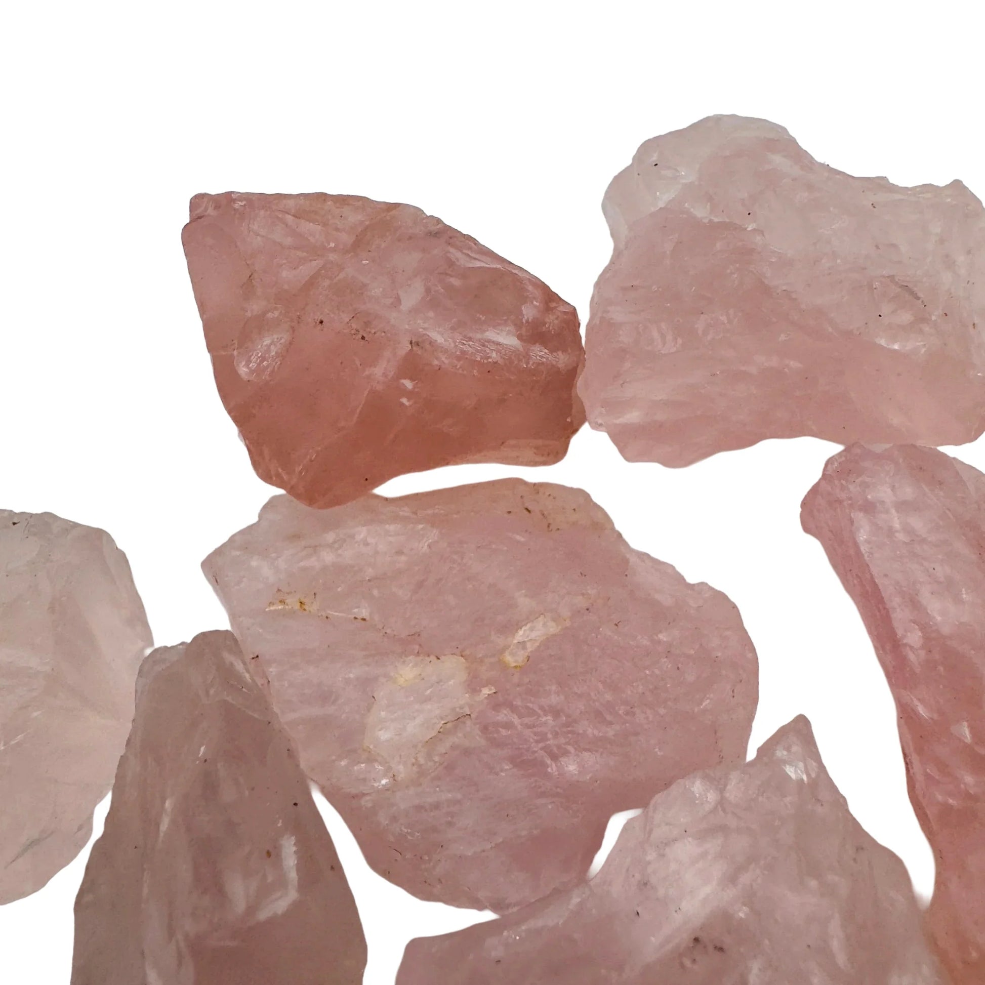 Back view of Grade A Rose Quartz raw showing natural surface