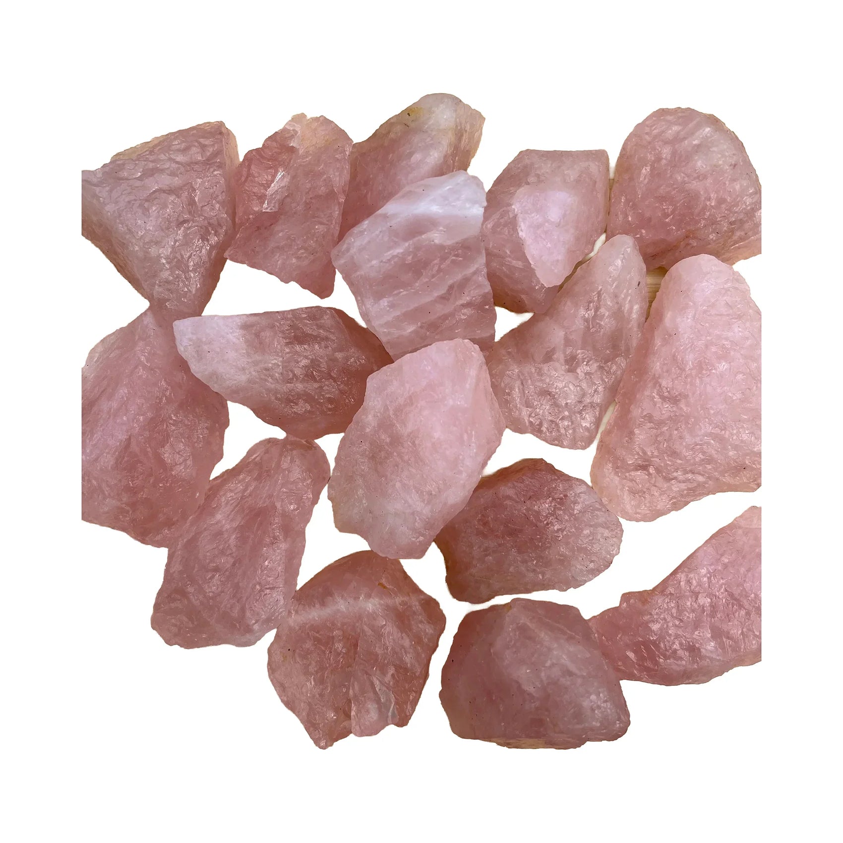 Rose Quartz raw stones, AA grade, Brazil origin, hero view.