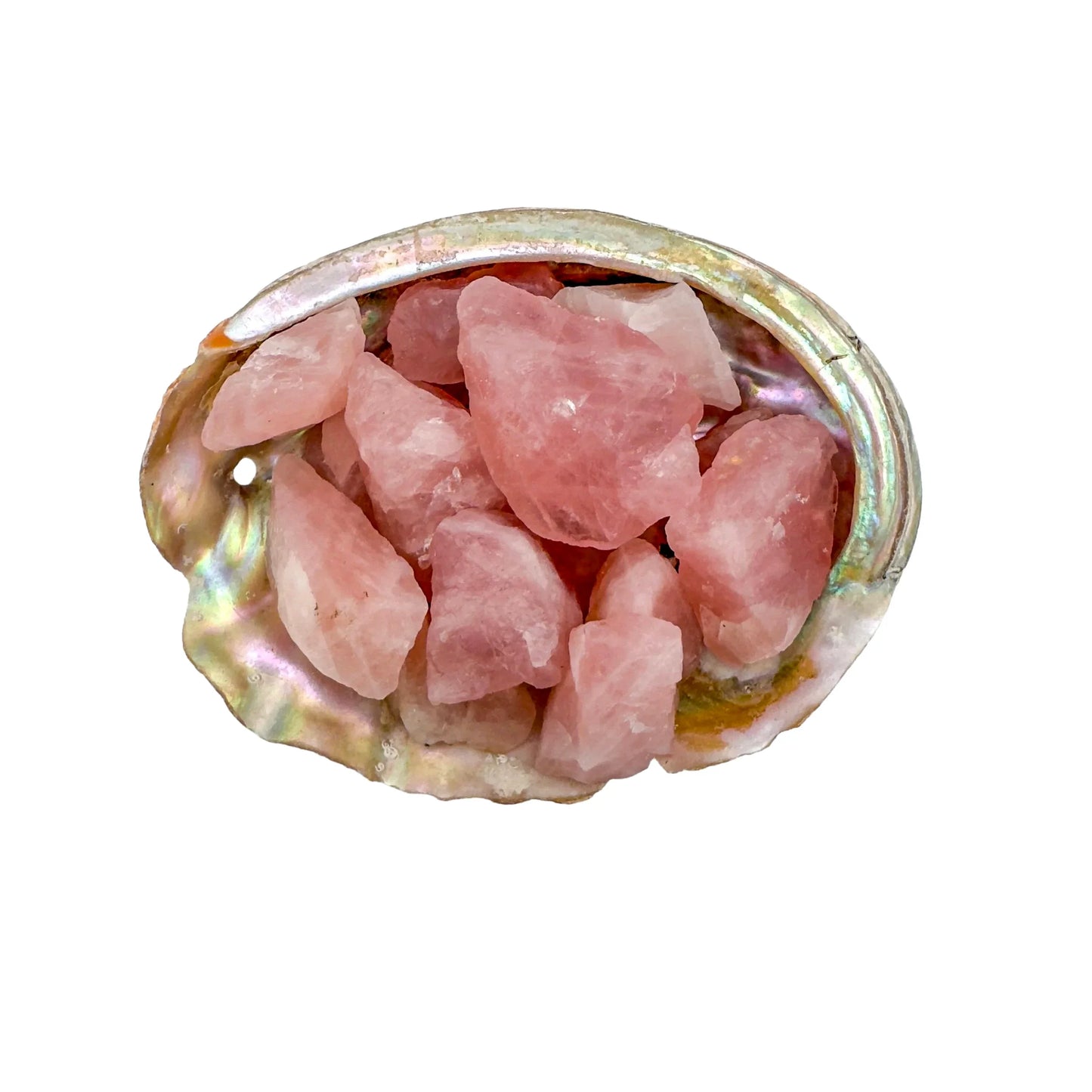 Close detail of Rose Quartz raw stone, from Erongo, Namibia, showing characteristic patterning.