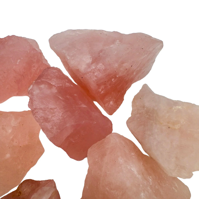 Wider context of Rose Quartz raw crystal, from Erongo, Namibia, in the warmth of daylight.