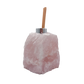 Rose quartz reed oil diffuser from Brazil, raw pink stone block with chrome collar and reeds