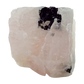 Angled view of the blocky pink form, pink ground against black prisms, 212 g