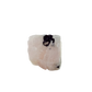 Angled view of the blocky pink form, pink ground against black prisms, 212 g