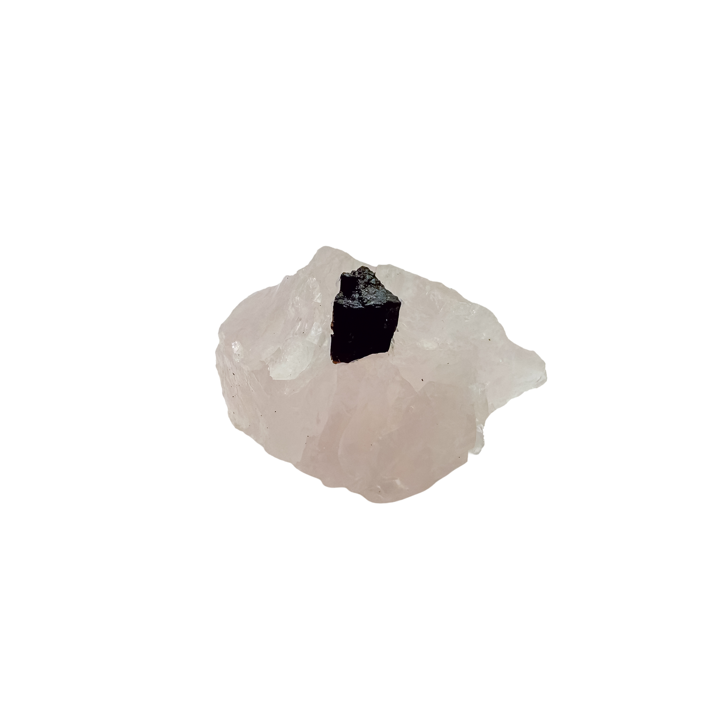 Rear view of the upright pink block, largely pink quartz at 98 g