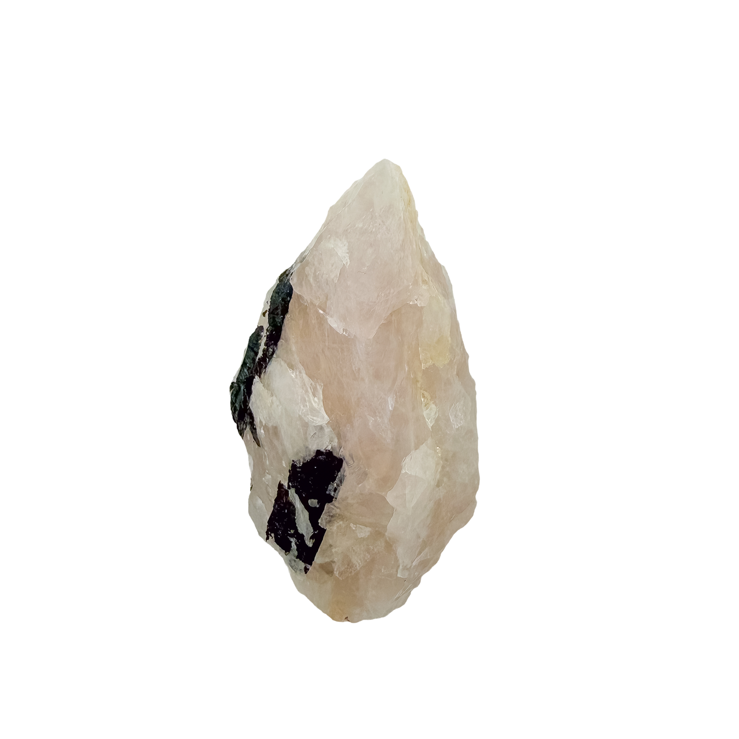 Side profile of the long tourmaline vein, 1.72 inches deep with tourmaline along the edge