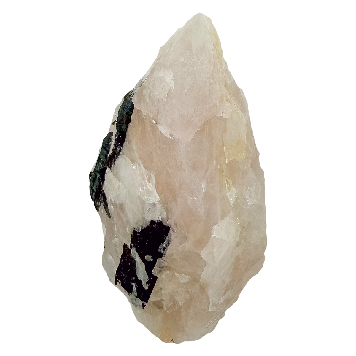 Side profile of the long tourmaline vein, 1.72 inches deep with tourmaline along the edge