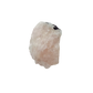 Detail of jet-black crystal against the pale pink of the elongated pink body