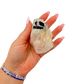 Hand holding the elongated pink body to convey its real size, 2.88 inches
