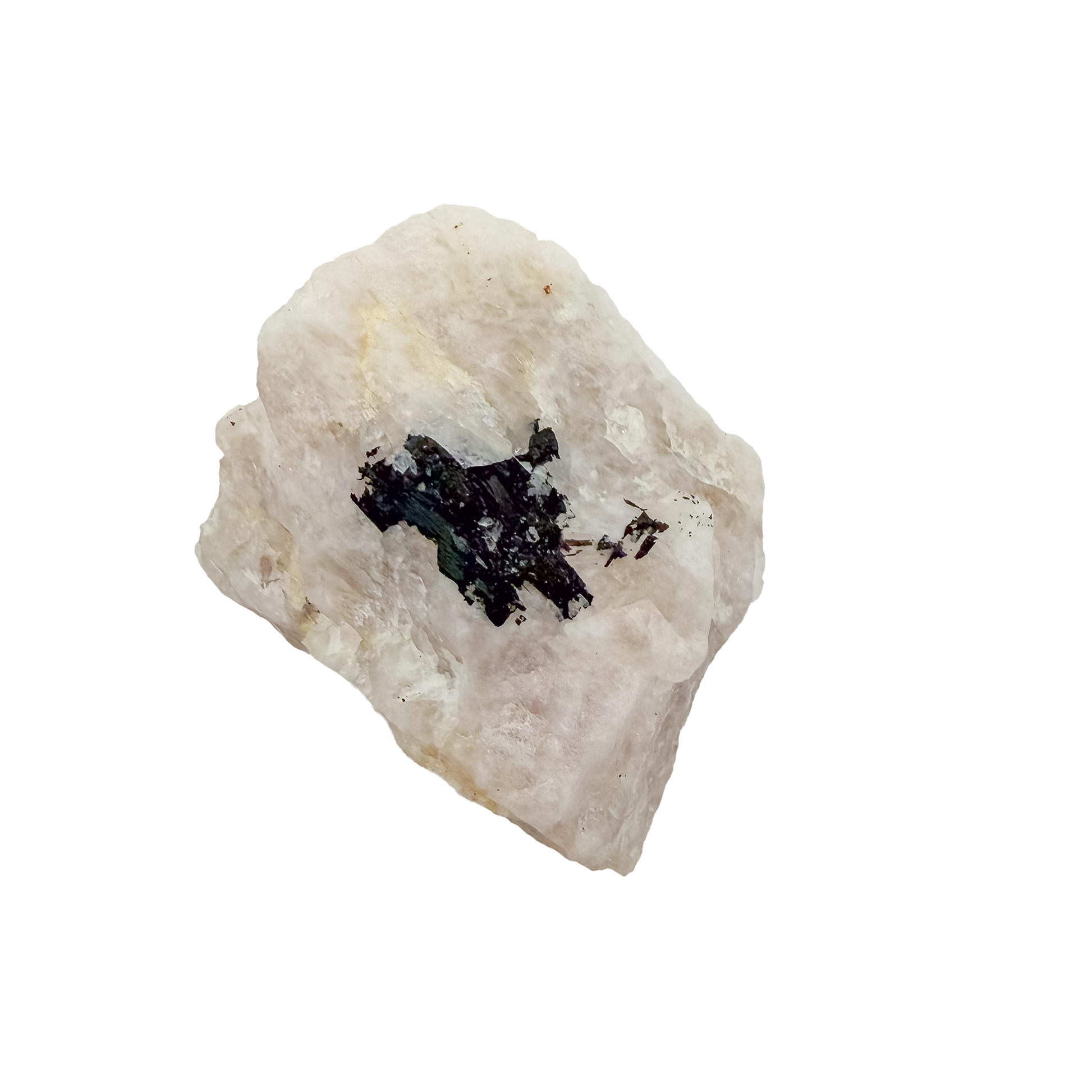 Reverse face of the heaviest of the lot, 314 g of rose quartz with tourmaline