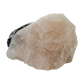 Pink quartz cut through with jet-black tourmaline, the broad pink slab at 276 g