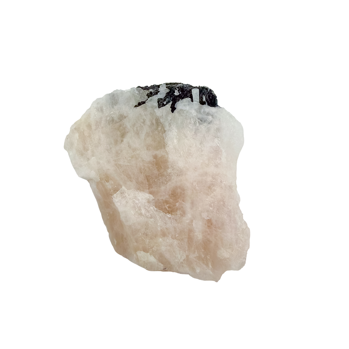 Macro of the tourmaline and quartz intergrowth on the broad pink slab, 3.16 inches