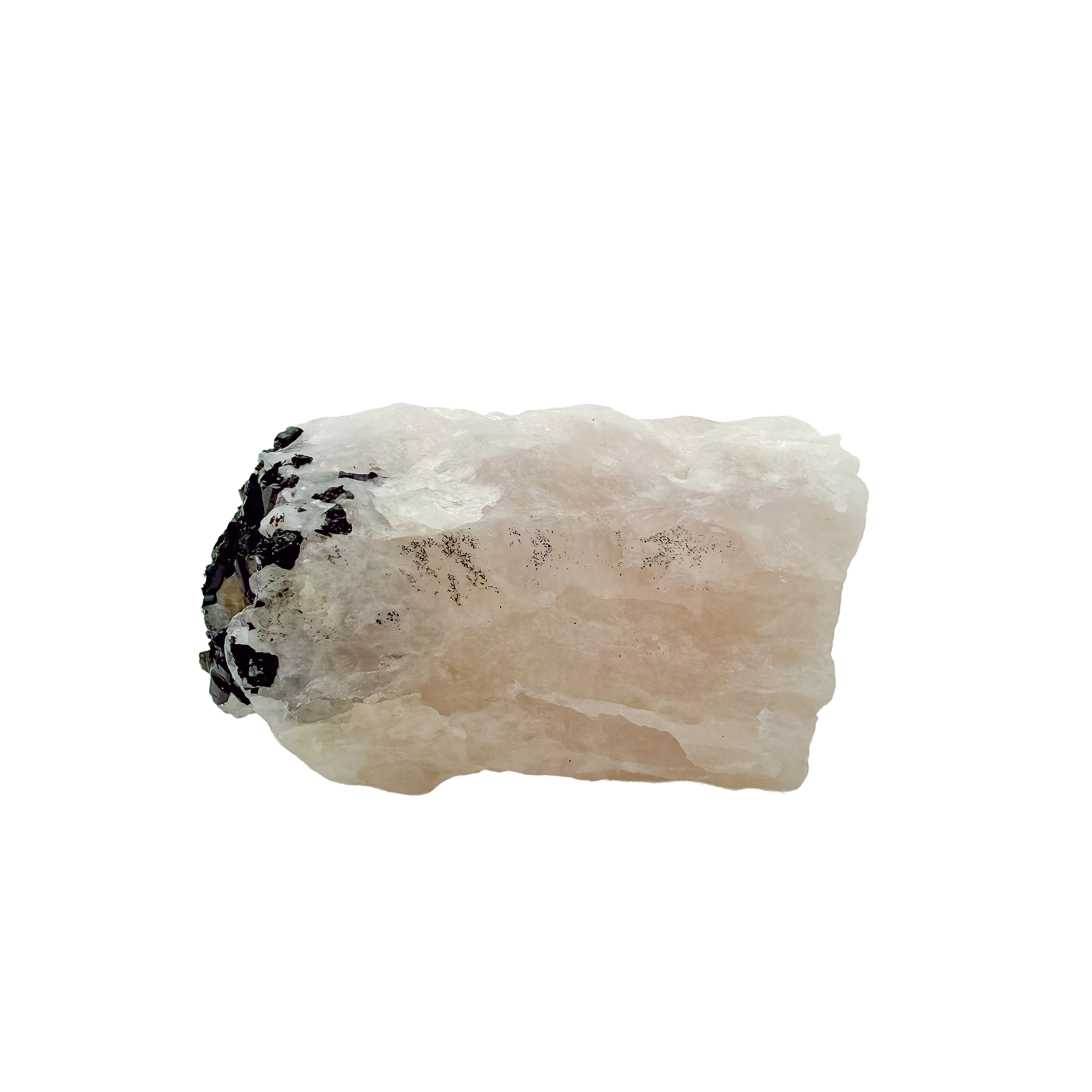The large pink block turned to show tourmaline under the quartz, 290 g