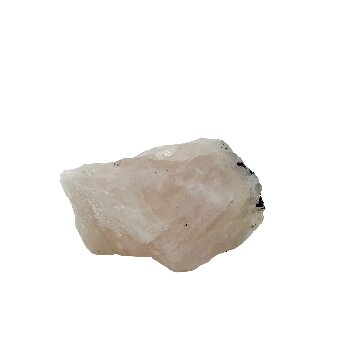 Brazilian rose quartz with tourmaline, the large pink block, 3.15 inches long