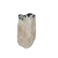 Detail of jet-black crystal against the pale pink of the large pink block