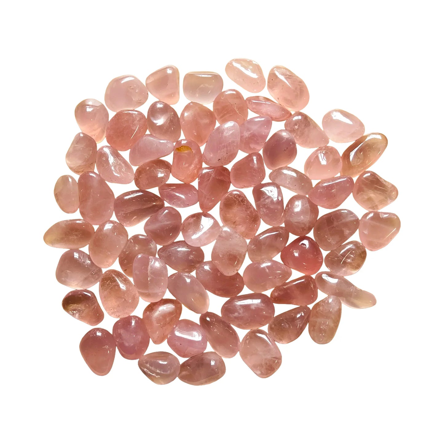 Rose Quartz tumbled stones, AAA grade, Brazil origin, hero view.