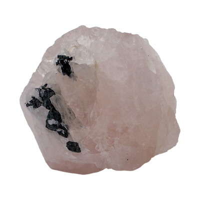 Rose Quartz with Black Tourmaline specimen from Brazil — flat lay view