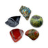 Scorpio Crystal Kit: black obsidian, labradorite, serpentine, unakite and red jasper, shown together on white
