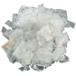 Selenite crystal chips scattered flat lay, AAA grade white gypsum from New Mexico, mixed sand to 2 inch shards