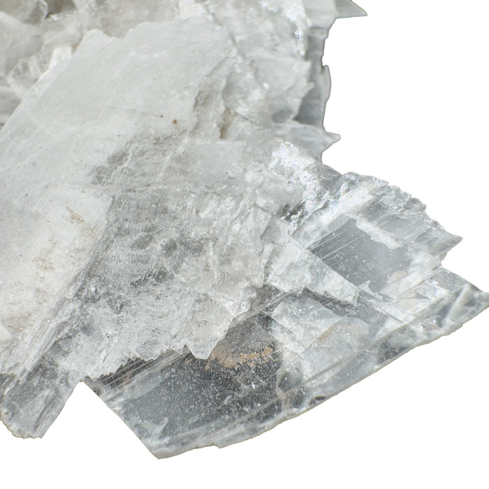 Selenite crystal chips showing pearly white translucent shards, AAA grade New Mexico
