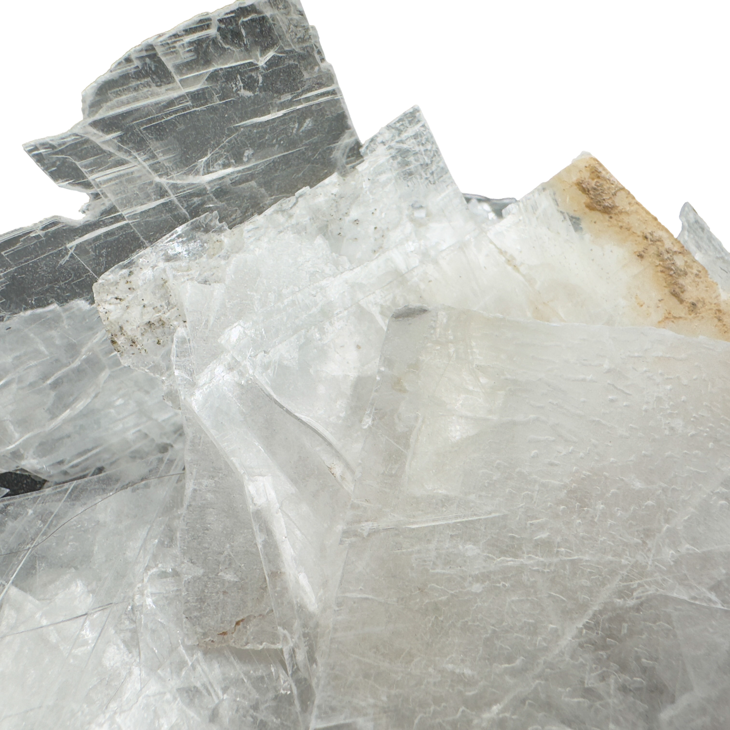 Selenite crystal shards showing moonlight-white translucence, mixed under 2 inch batch