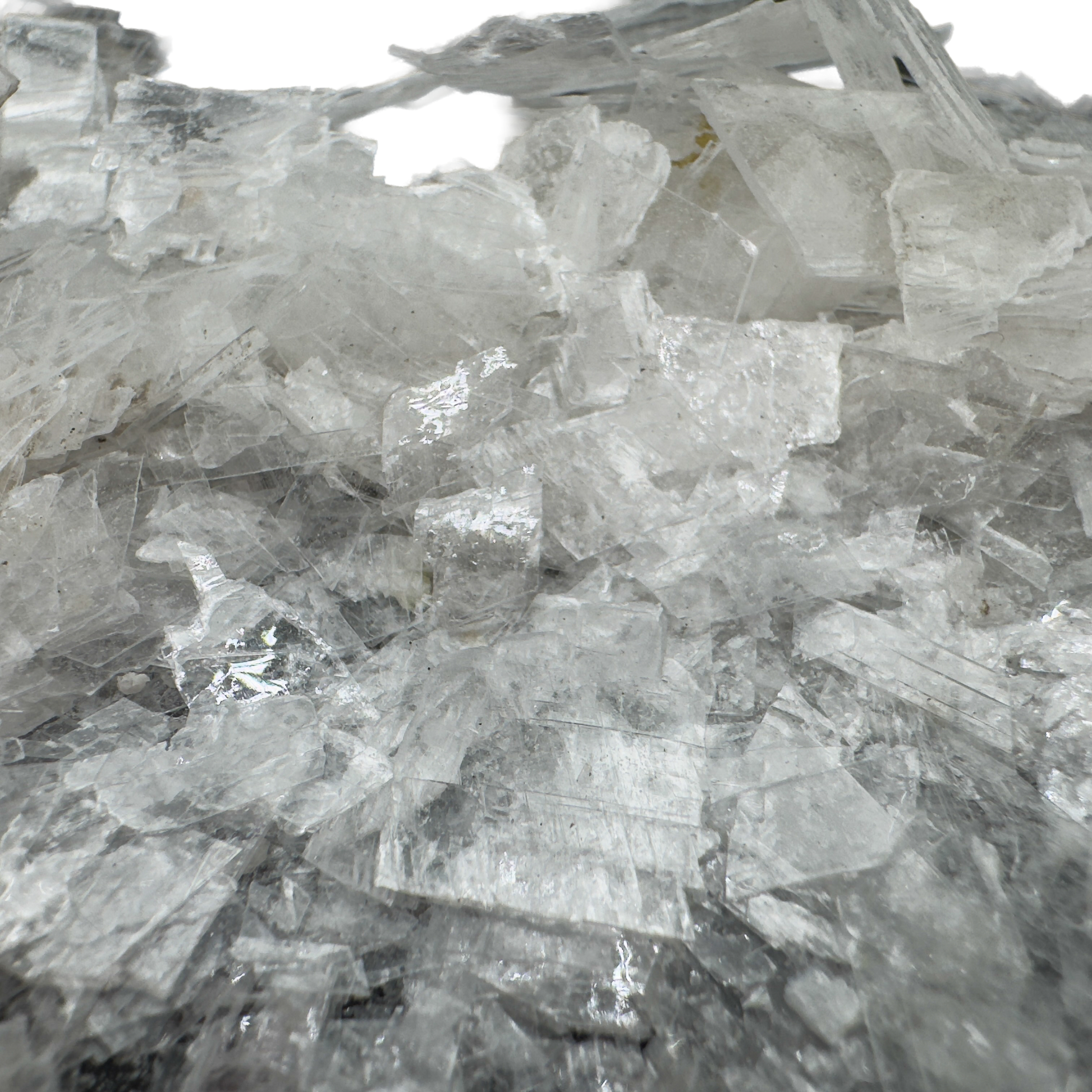 Selenite crystal chips close detail, natural untreated gypsum from New Mexico