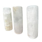 Side perspective of Grade AAA Selenite polished cylinder, sourced from New Mexico, USA.