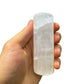 Back view of Selenite polished cylinder, hand-selected from New Mexico, USA.
