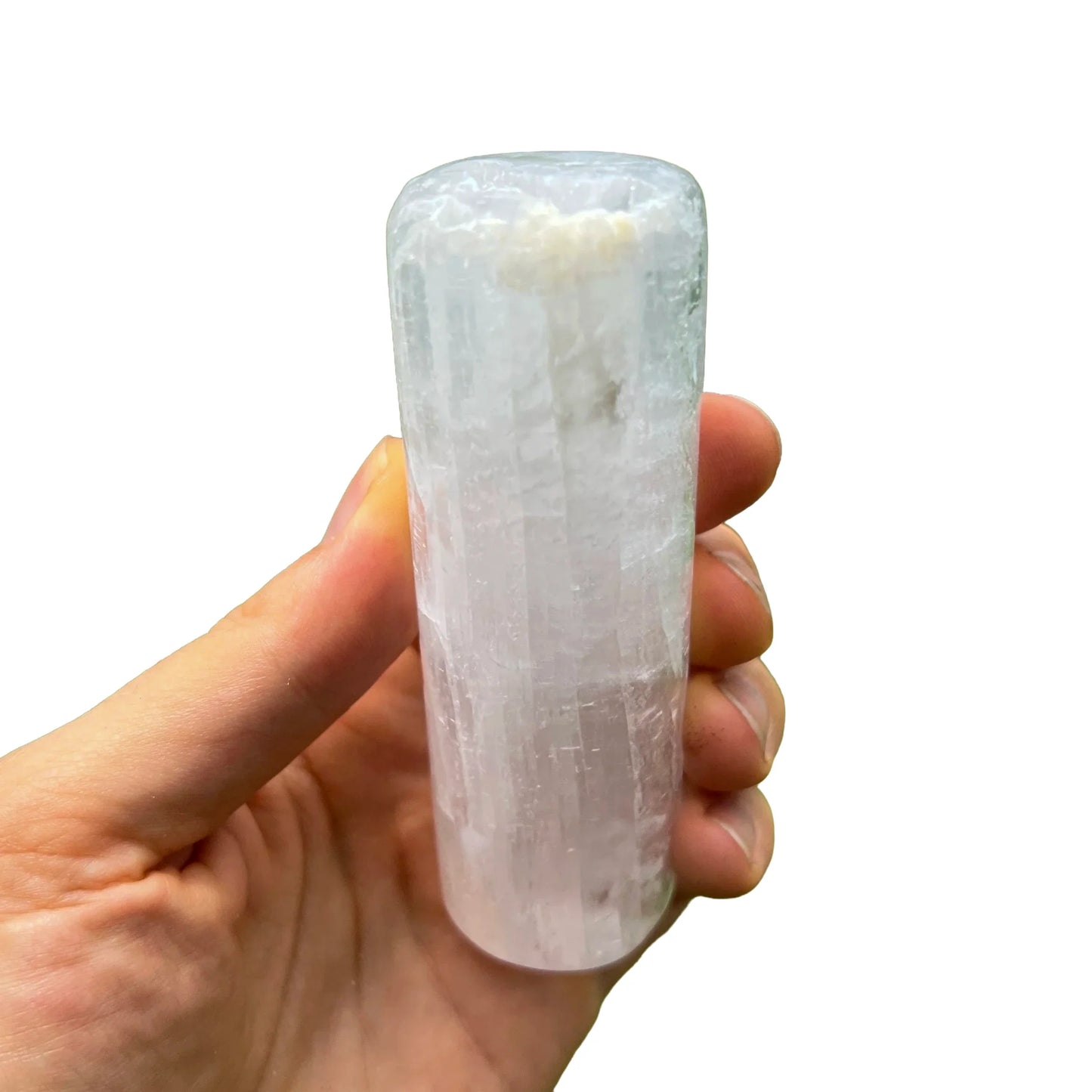 Detail shot of Grade AAA Selenite polished crystals & decor under natural light
