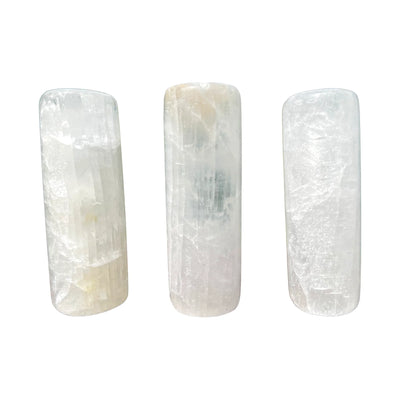 Polished Selenite Cylinders Crystals to support Balancing, Cleansing & Meditation — clear polished, AAA grade from New Mexico