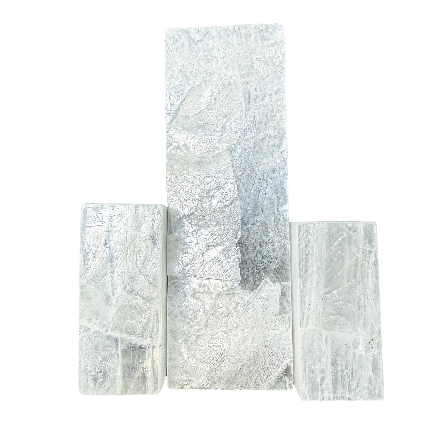 Four Selenite bars standing upright showing thickness and a glassy polished face, AAA grade New Mexico