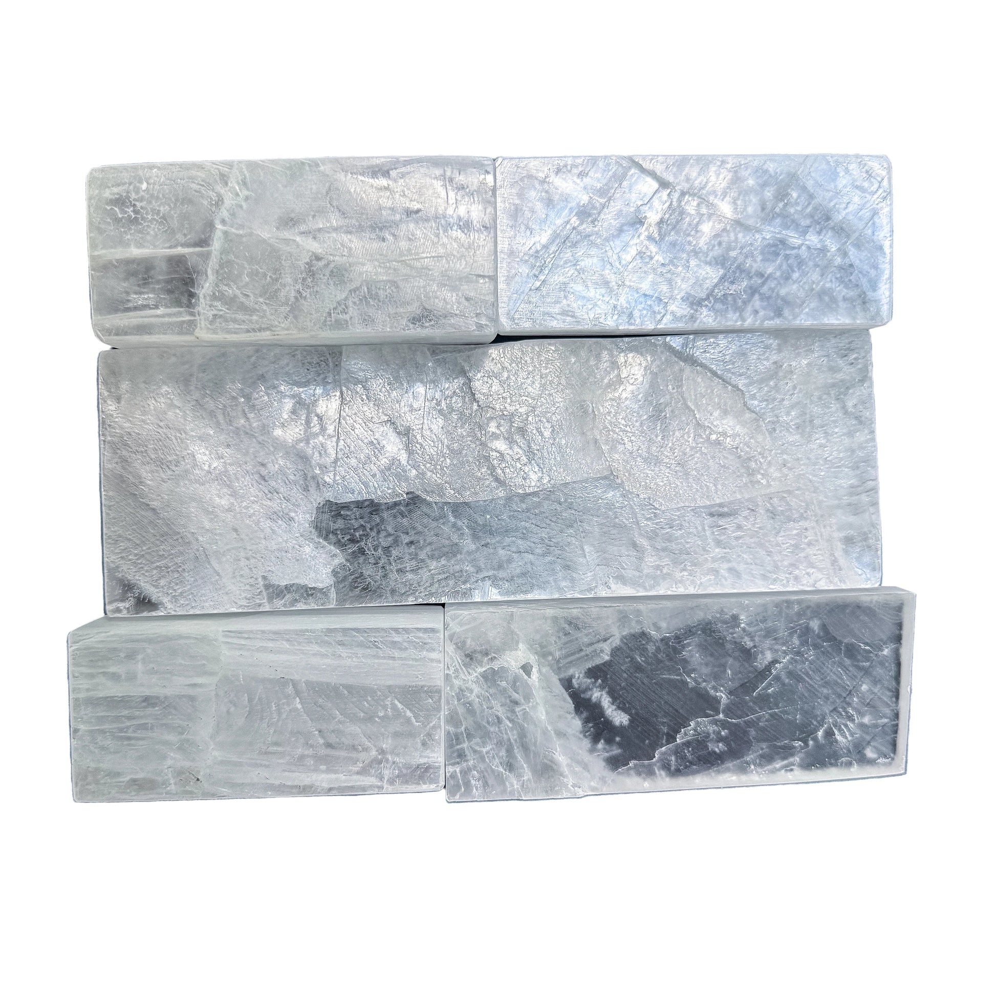 Overlapping Selenite bars showing the clear layered structure inside the gypsum, AAA grade New Mexico