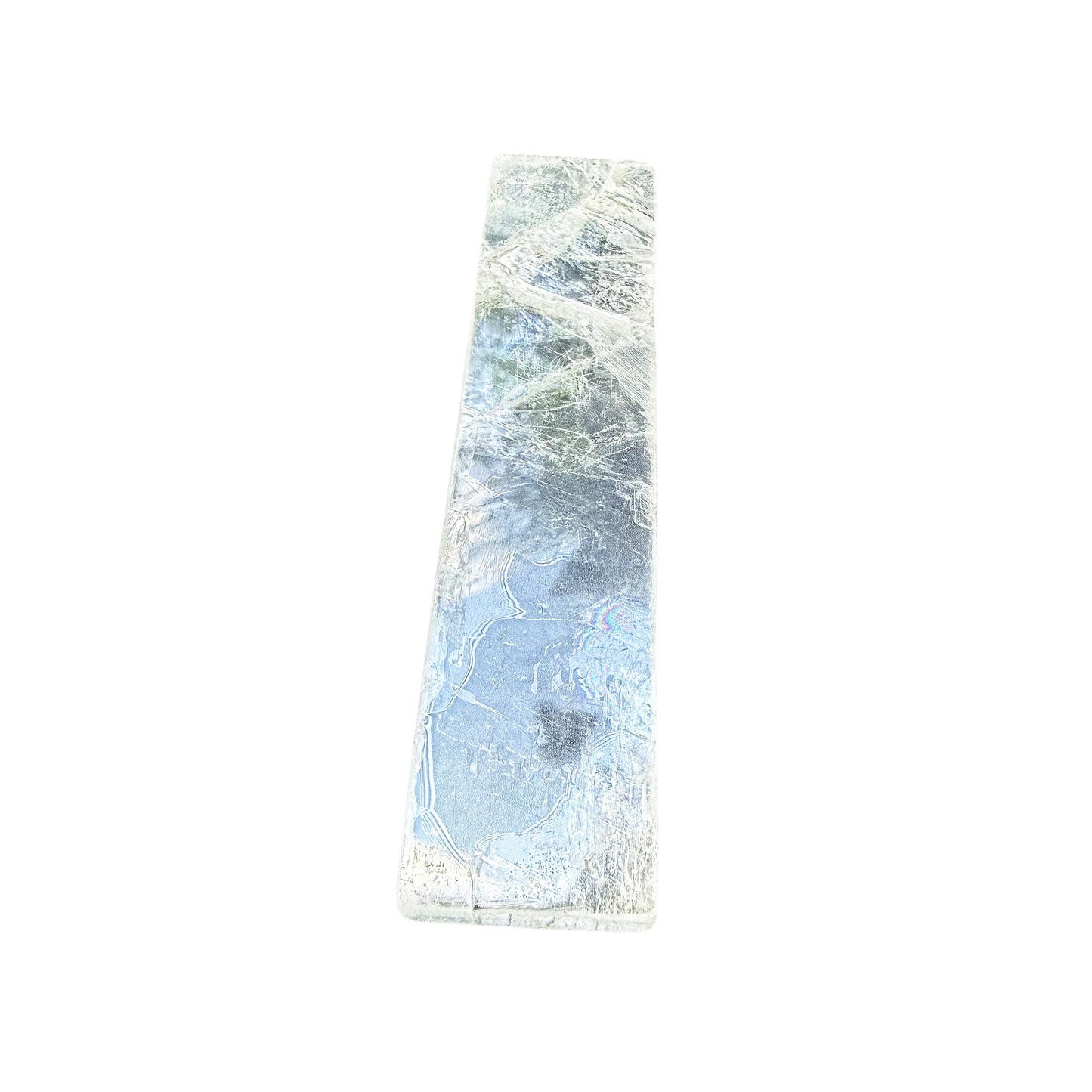 Single Selenite bar photographed alone showing the tapered natural form
