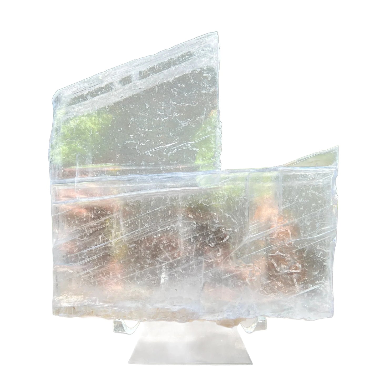 Top-down shot of Selenite specimen, showing untreated character, to support Cleansing.