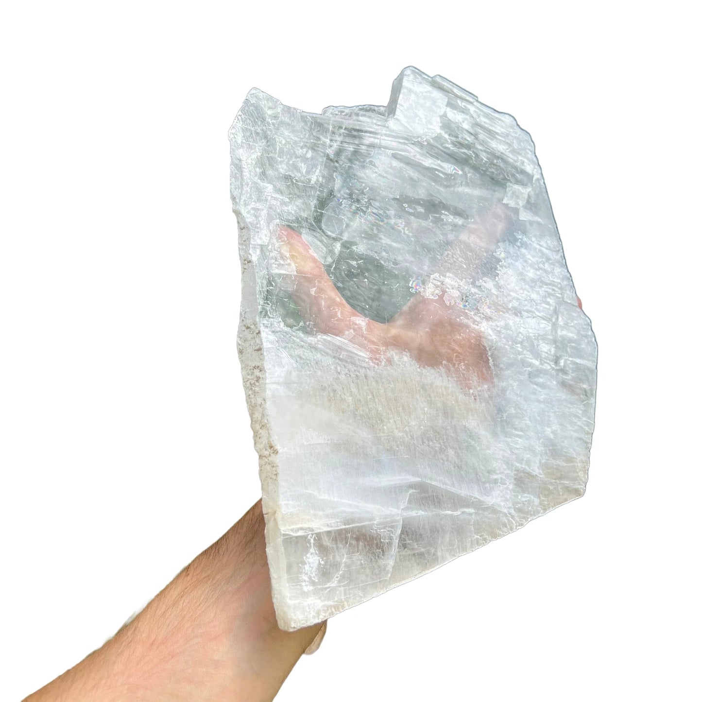 Back view of Grade AAA Selenite slab showing natural surface