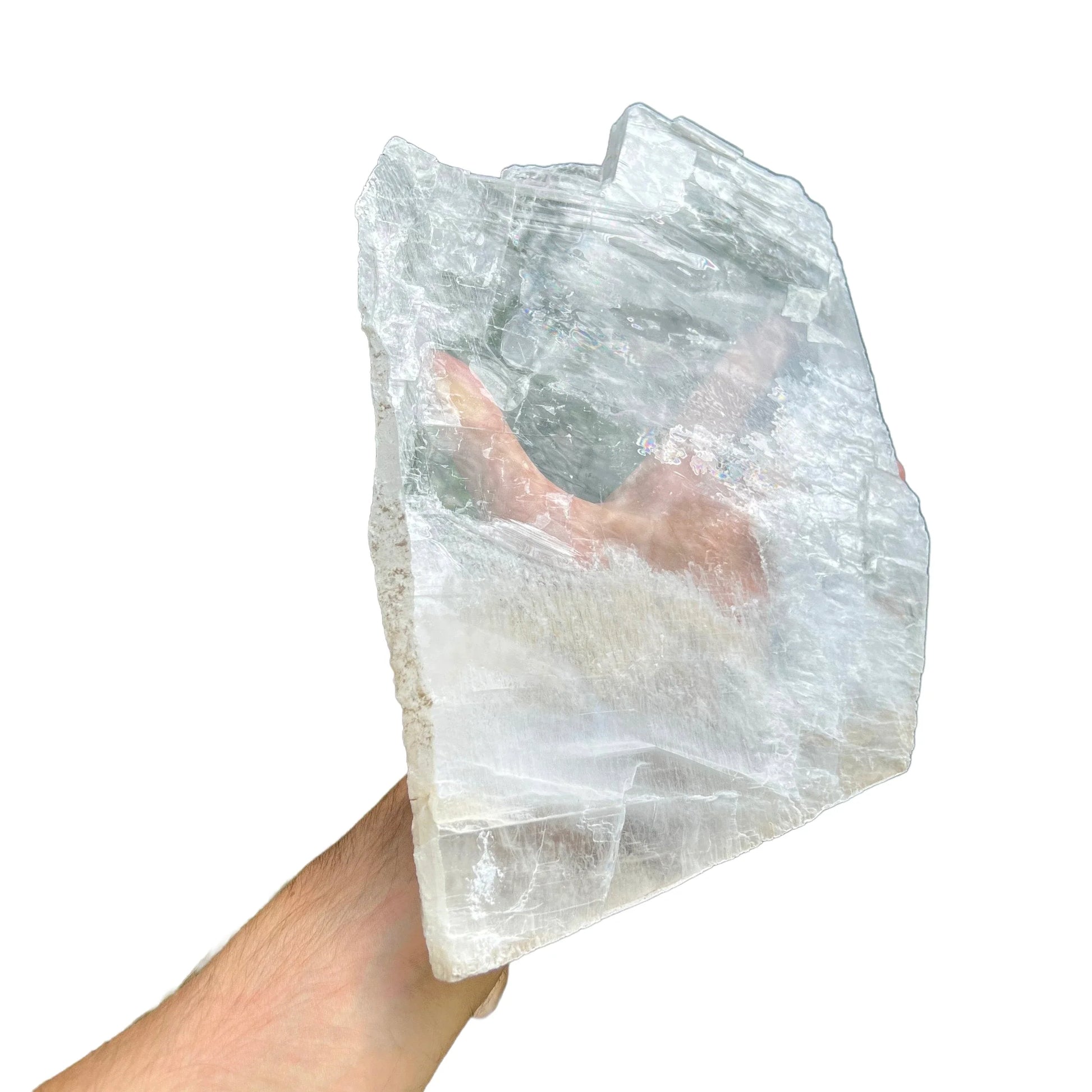 Back view of Grade AAA Selenite slab showing natural surface