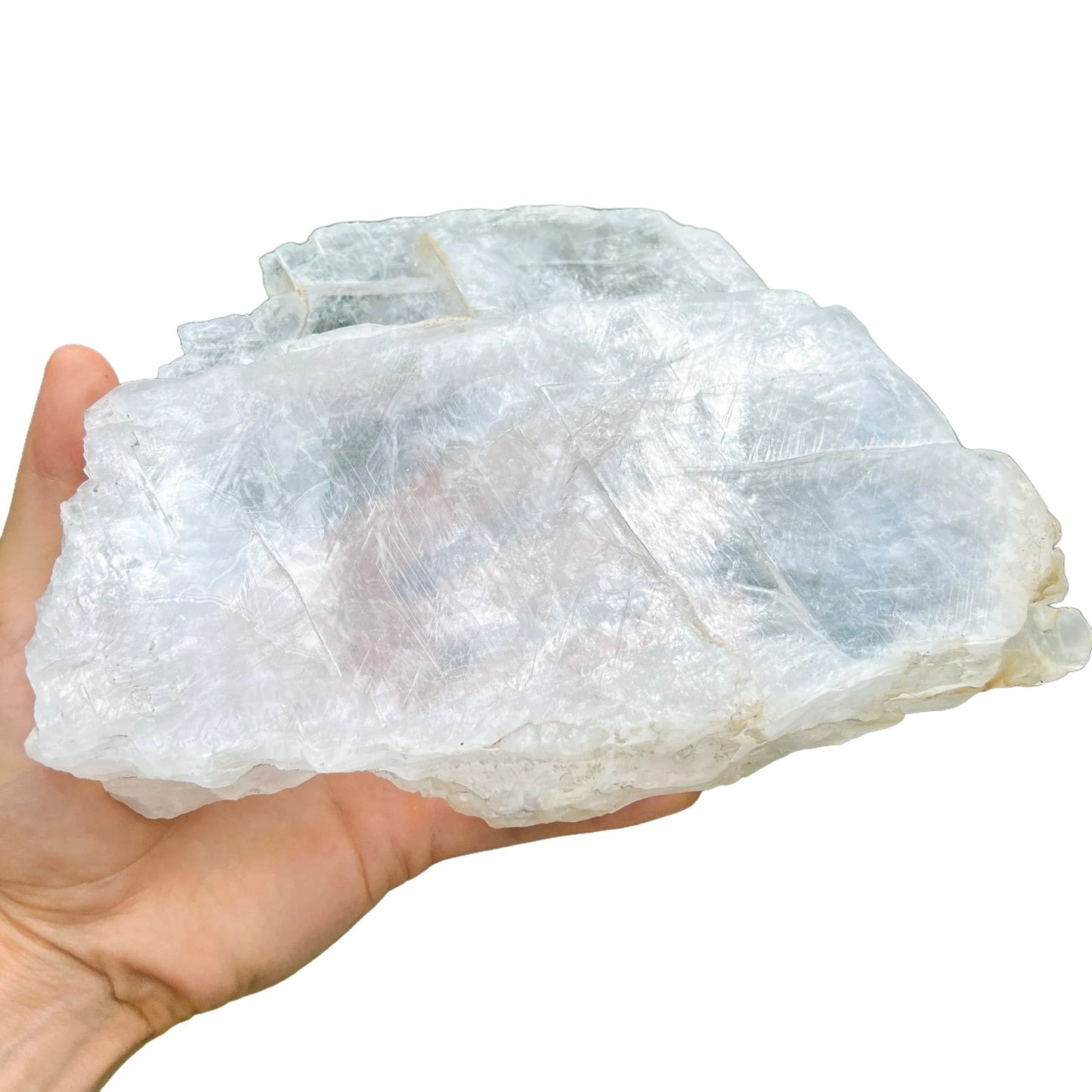 Back view of Grade AAA Selenite slab showing natural surface
