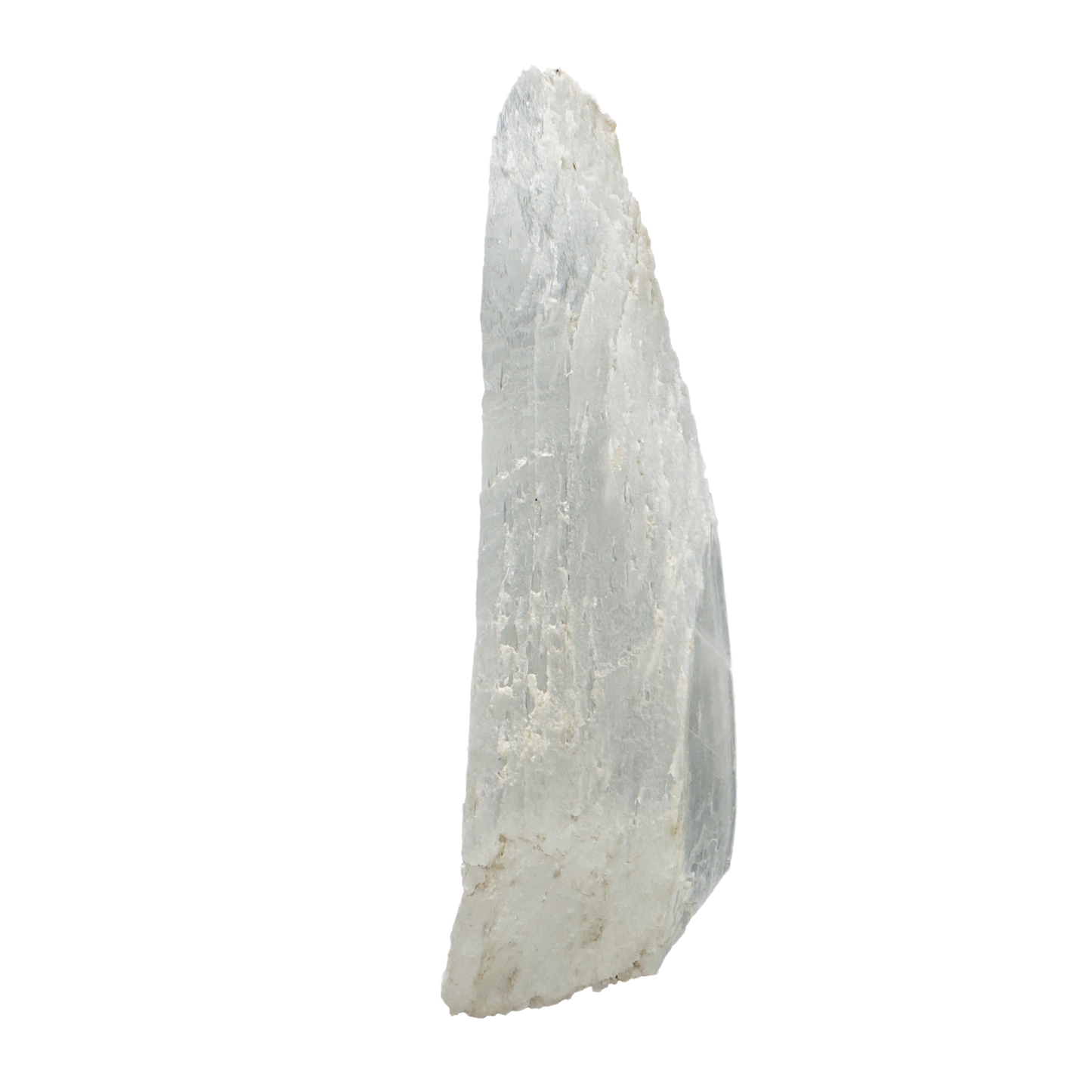 Selenite raw crystal standing slab, translucent white gypsum with satin fiber, AAA grade New Mexico, 0.61 lb, view 6