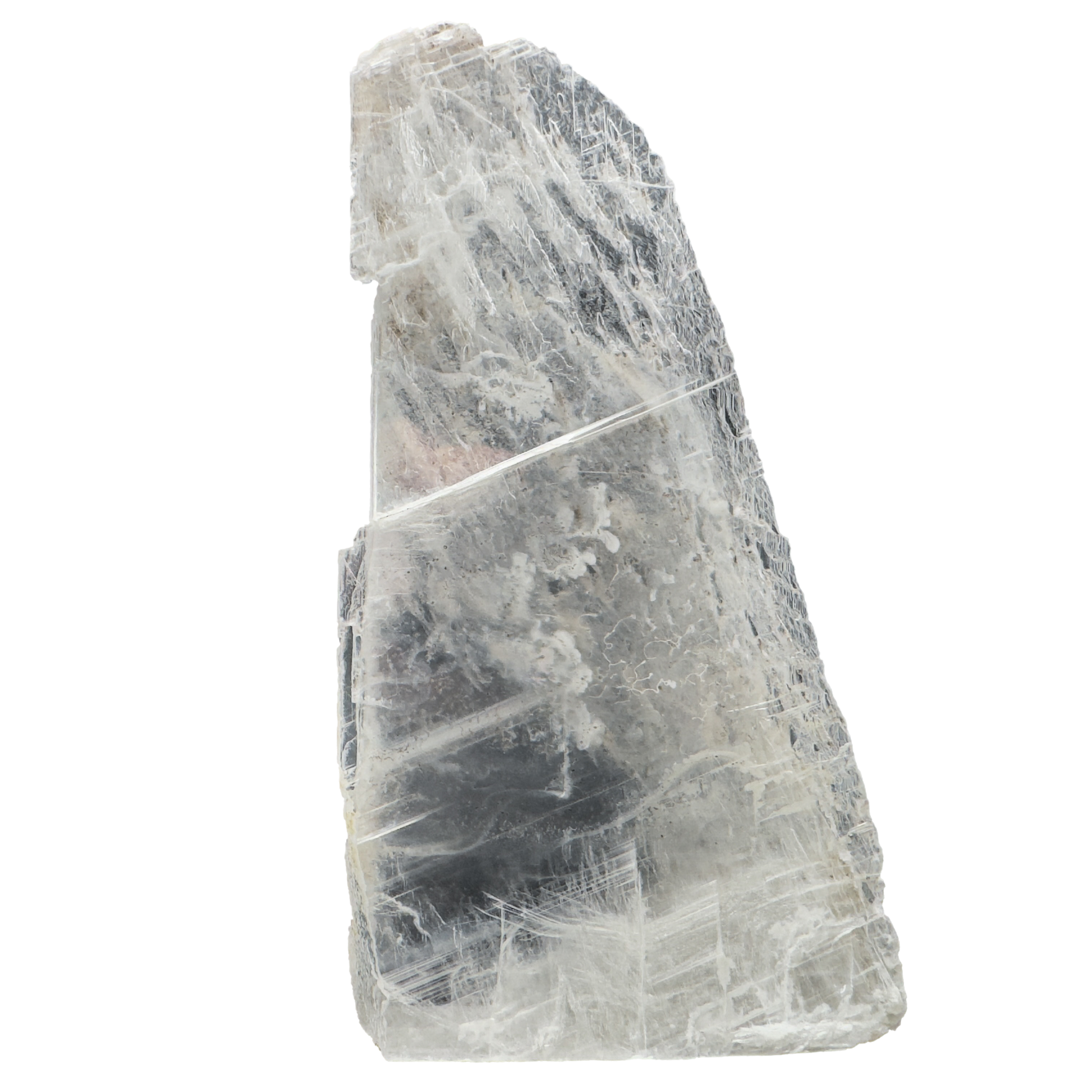 Selenite raw crystal standing slab, translucent white gypsum with satin fiber, AAA grade New Mexico, 0.61 lb, view 7