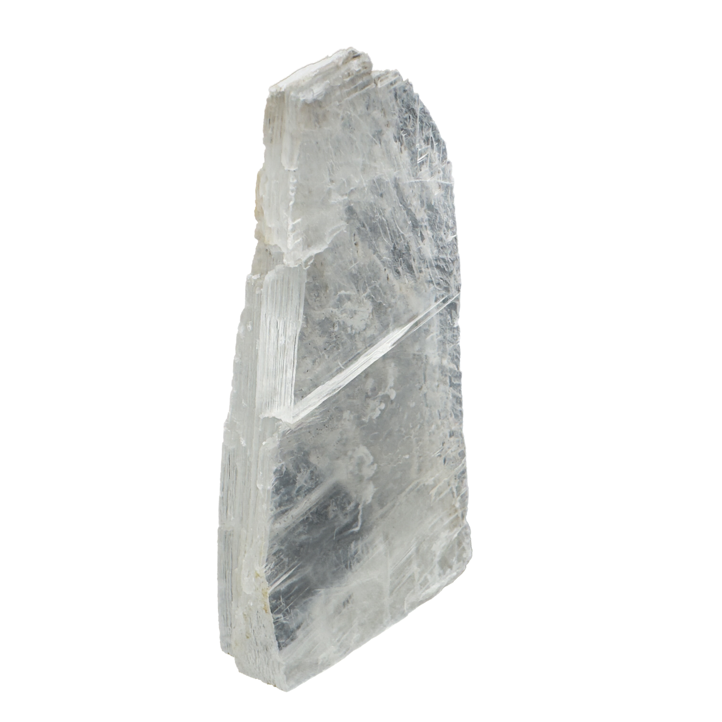 Selenite raw crystal standing slab, translucent white gypsum with satin fiber, AAA grade New Mexico, 0.61 lb, view 8